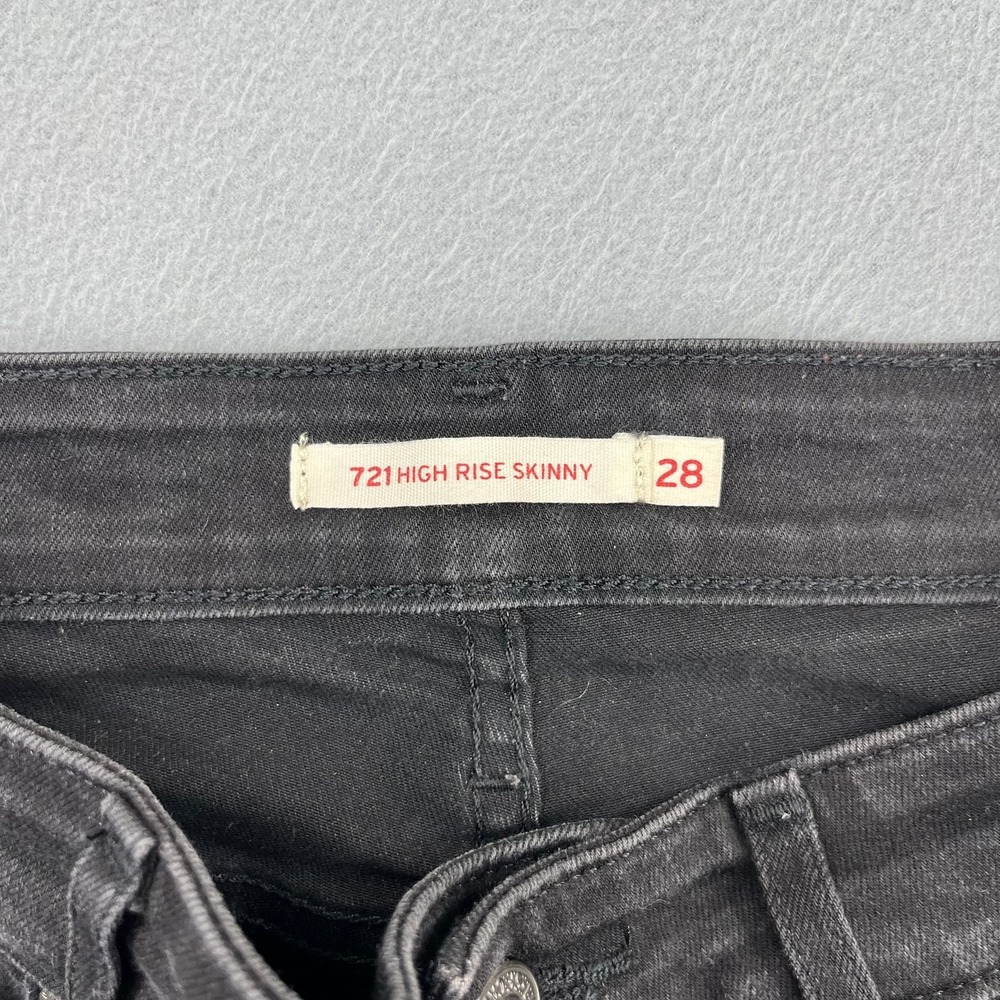 Levis 721 High Rise Skinny Jeans Womens 28 Black Denim Pants‎ - Picture 4 of 13